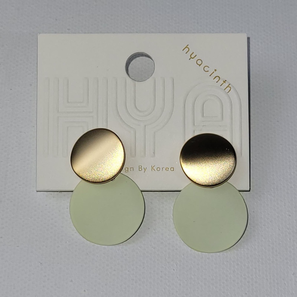 Post Earrings Gold Green Round Hoop Tiered Dangle Drop Fashion Jewelry Alloy